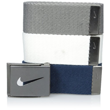 Nike Men's 3 Pack Golf Web Belt, White/Gray/Navy, One Size