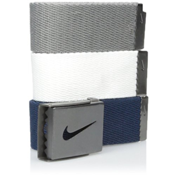 Nike Men's 3 Pack Golf Web Belt, White/Gray/Navy, One Size