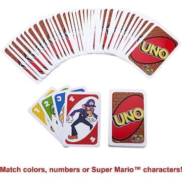 Mattel Games UNO Super Mario Card Game, Video Game Themed Travel Game in Collectible Storage Tin with Special Rule (Amazon Exclusive)