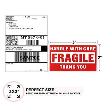 enko Fragile Stickers - 500 Labels for Safe Shipping