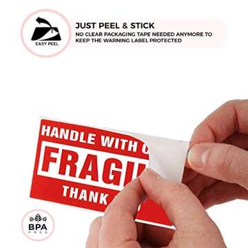 enko Fragile Stickers - 500 Labels for Safe Shipping