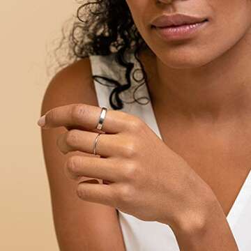 NOKMIT 3mm Titanium Rings - High Polished Wedding Band for Stacking