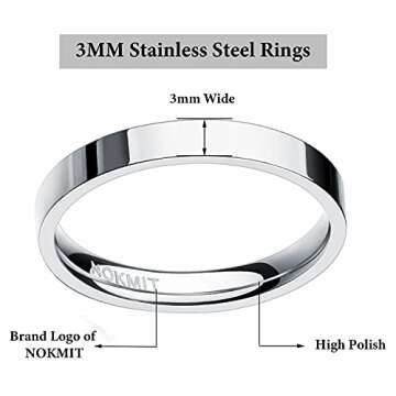 Unique NOKMIT Titanium 3mm Rings for All Occasions