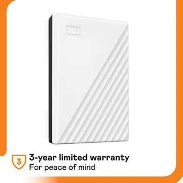Western Digital 4TB My Passport Portable External Hard Drive with password protection and auto backup software, White - Western DigitalBPKJ0040BWT-WESN