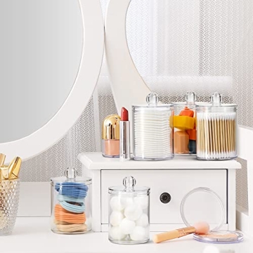 AOZITA Clear Qtip Holder Set for Stylish Storage Solutions