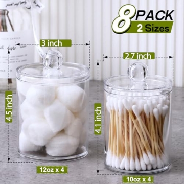 AOZITA Clear Qtip Holder Set for Stylish Storage Solutions