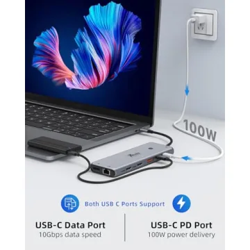 USB C Docking Station Dual 4K HDMI 100W Power Delivery
