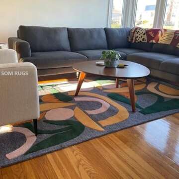 Flowers Upside-Down Multicolored Hand-Tufted 100% Wool Handmade Area Rug Carpet for Home,Bedroom, Li...