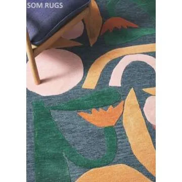 Flowers Upside-Down Multicolored Hand-Tufted 100% Wool Handmade Area Rug Carpet for Home,Bedroom, Living Room, Kids Room, Any Room Study Room (8x11 ft)