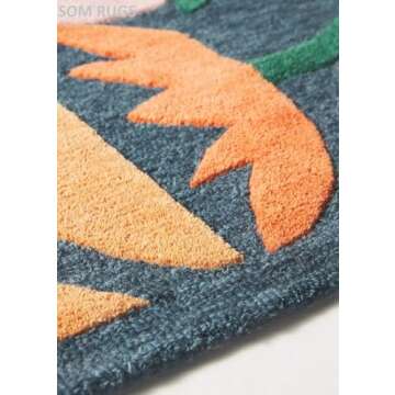 Flowers Upside-Down Multicolored Hand-Tufted 100% Wool Handmade Area Rug Carpet for Home,Bedroom, Living Room, Kids Room, Any Room Study Room (8x11 ft)