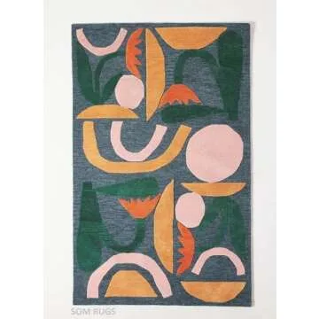 Flowers Upside-Down Multicolored Hand-Tufted 100% Wool Handmade Area Rug Carpet for Home,Bedroom, Living Room, Kids Room, Any Room Study Room (8x11 ft)
