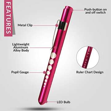 PENLIGHTPro Pen Light LED with Pupil Gauge Essential for Nurses Nursing Doctors Medical Students, 2 ...