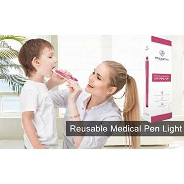 PENLIGHTPro Pen Light LED with Pupil Gauge Essential for Nurses Nursing Doctors Medical Students, 2 Premium Reusable Penlights, Lightweight Tactical Flashlight, Silver/Fuchsia