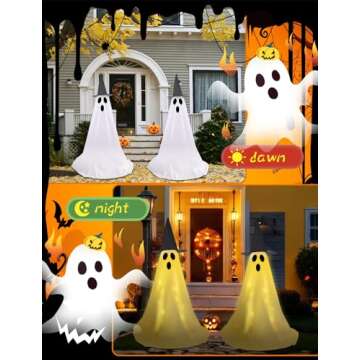 Halloween Light Up Ghost Kit - 2 Pack DIY Halloween Decorations Spooky Ghost Decor with 20 LED Light...