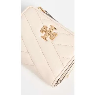 Tory Burch Women's Kira Chevron Bi-Fold Wallet, New Cream, Off White, One Size