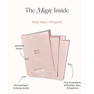 HATCH The Belly Fix - Belly Facial Masks for Pregnancy Stretch Marks Prevention - Hydrating & Fragrance Free Belly Mask for Pregnancy & Postpartum - 4 Pack