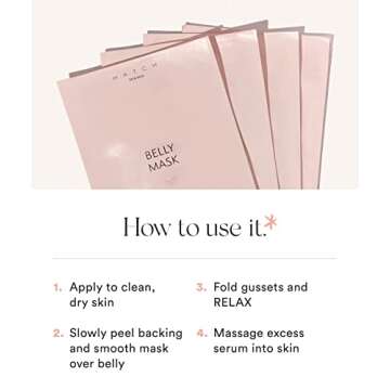 HATCH The Belly Fix - Belly Facial Masks for Pregnancy Stretch Marks Prevention - Hydrating & Fragrance Free Belly Mask for Pregnancy & Postpartum - 4 Pack