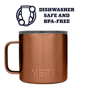 YETI Rambler 14 oz Mug, Vacuum Insulated, Stainless Steel with MagSlider Lid, Copper