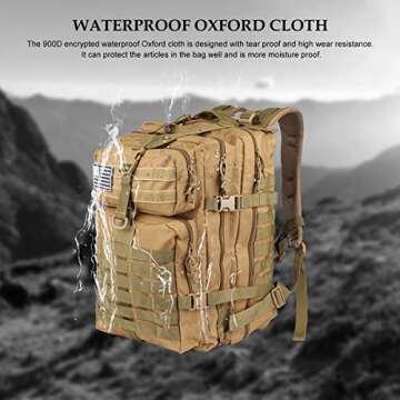 ROARING FIRE Tactical Backpack. Expandable Molle Backpack for The Outdoor, Hiking, 3 Day Pack, Bug Out Bag, Trekking, Hunting or Tactical Uses 45L (Desert Tan)