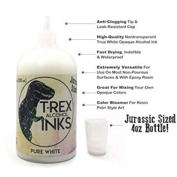 Professional White Alcohol Ink by T-Rex Inks Huge 4oz (120ml) Jurassic Sized Bottle