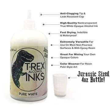 Professional White Alcohol Ink by T-Rex Inks Huge 4oz (120ml) Jurassic Sized Bottle