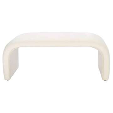 SAFAVIEH Home Collection Tenko Modern Cream Velvet Bench (Fully Assembled) BCH1300A