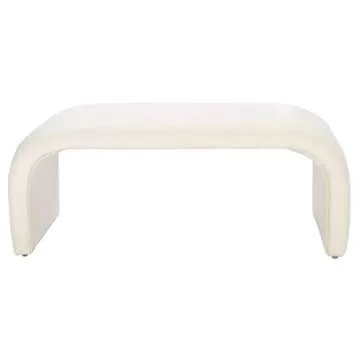 SAFAVIEH Home Collection Tenko Modern Cream Velvet Bench (Fully Assembled) BCH1300A