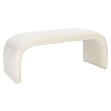 SAFAVIEH Home Collection Tenko Modern Cream Velvet Bench (Fully Assembled) BCH1300A