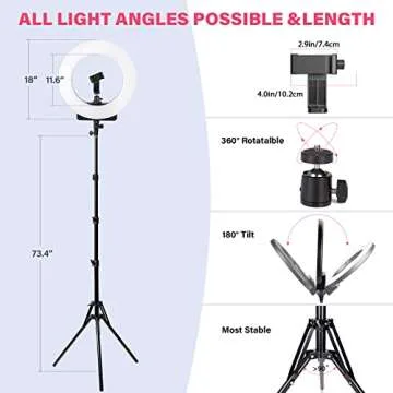 GEEKOTO 18" Ring Light for Photography and Video Creation
