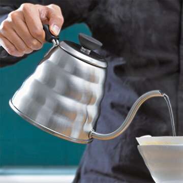 Hario V60 "Buono" Gooseneck Drip Kettle, 1200ml, Silver