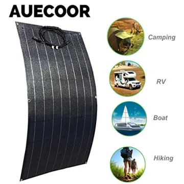AUECOOR Flexible 100W Solar Panel for RV and Boat Power