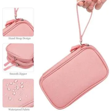 Electronic Organizer Travel Cable Accessories Bag, Electronic Organizer Case, Electronic Accessories Organizer Bag for Power Bank, Charging Cords, Chargers, Mouse, USB Cable, Earphones (Light Pink)