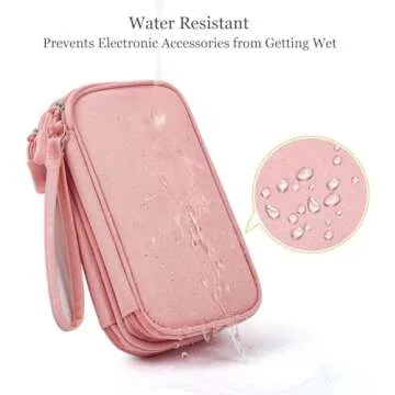 Electronic Organizer Travel Cable Accessories Bag, Electronic Organizer Case, Electronic Accessories Organizer Bag for Power Bank, Charging Cords, Chargers, Mouse, USB Cable, Earphones (Light Pink)
