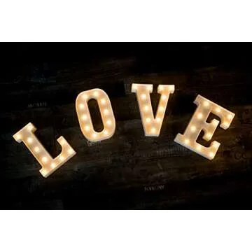 Foaky LED Letter Lights Sign Marquee Light Up Letters Sign for Night Light Wedding/Birthday Party Battery Powered Christmas Lamp Home Bar Decoration(P)