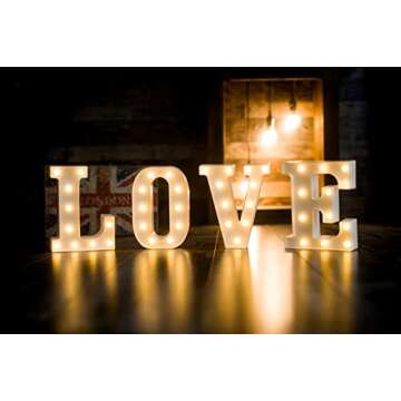 Foaky LED Letter Lights Sign Marquee Light Up Letters Sign for Night Light Wedding/Birthday Party Battery Powered Christmas Lamp Home Bar Decoration(P)