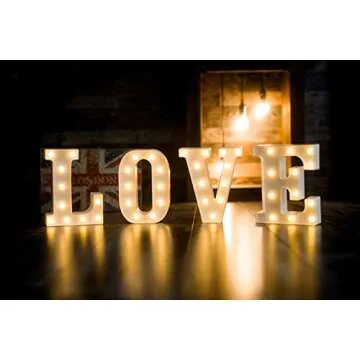 Foaky LED Letter Lights Sign Marquee Light Up Letters Sign for Night Light Wedding/Birthday Party Battery Powered Christmas Lamp Home Bar Decoration(P)