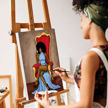 Canvas Painting Kit Pre Drawn Canvas for Painting for Adults Sip and Paint Party Supplies 8x10 Canvas to Paint Afro Queen Girl Paint, Mother's Day Gift