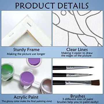 Canvas Painting Kit Pre Drawn Canvas for Painting for Adults Sip and Paint Party Supplies 8x10 Canvas to Paint Afro Queen Girl Paint, Mother's Day Gift