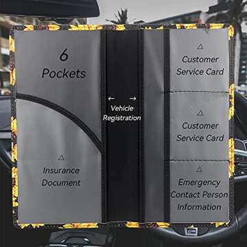 ShaggyDogz Car Registration and Insurance Card Holder with Magnetic Closure, Premium PU Leather License Registration Holder for Driver License, Insurance Card, Paperwork, Men & Women (Sunflower 2)