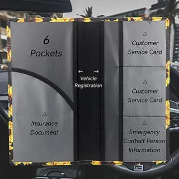 ShaggyDogz Car Registration and Insurance Card Holder with Magnetic Closure, Premium PU Leather License Registration Holder for Driver License, Insurance Card, Paperwork, Men & Women (Sunflower 2)