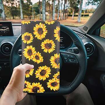 ShaggyDogz Car Registration and Insurance Card Holder with Magnetic Closure, Premium PU Leather License Registration Holder for Driver License, Insurance Card, Paperwork, Men & Women (Sunflower 2)