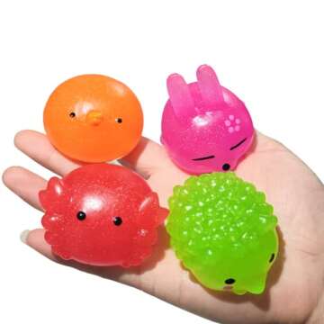 Ganjiang 8 Pack Jumbo Glitter Mochi Squishy Toys Animals Squishy Stress Relief Toys Kids Party Favor...