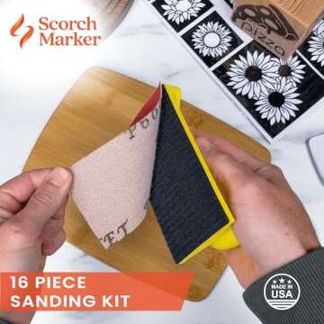 SCORCH MARKER - Hand Sander Kit, Sanding Block, with Durable Mesh Net System & Ergonomic Handle, Inc...