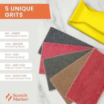 SCORCH MARKER - Hand Sander Kit, Sanding Block, with Durable Mesh Net System & Ergonomic Handle, Includes 320, 600 Grit Sandpaper, and More, Reusable for DIY Projects, Home Decor, & Crafts