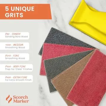 SCORCH MARKER - Hand Sander Kit, Sanding Block, with Durable Mesh Net System & Ergonomic Handle, Includes 320, 600 Grit Sandpaper, and More, Reusable for DIY Projects, Home Decor, & Crafts