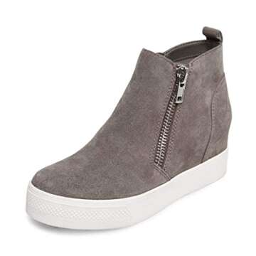 Steve Madden Women's Stylish Grey Suede Wedgie Sneakers for All Occasions