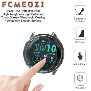 FCMEDZI Smartwatch Clear TPU Protective Film for Garmin Venu 3s Screen Protectors Bubble-Free Installation High-Definition and Charging Dust Plug（Pack of 4+4）【It's Not Glass】
