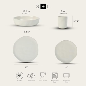 HEKONDA Modern Stoneware Dinnerware Set for 4 - Unique and Stylish