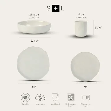 HEKONDA Modern Stoneware Dinnerware Set for 4 - Unique and Stylish