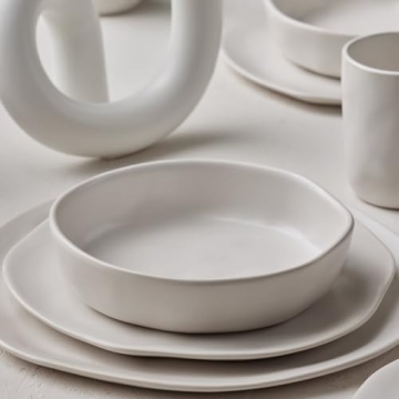 HEKONDA Modern Stoneware Dinnerware Set for 4 - Unique and Stylish